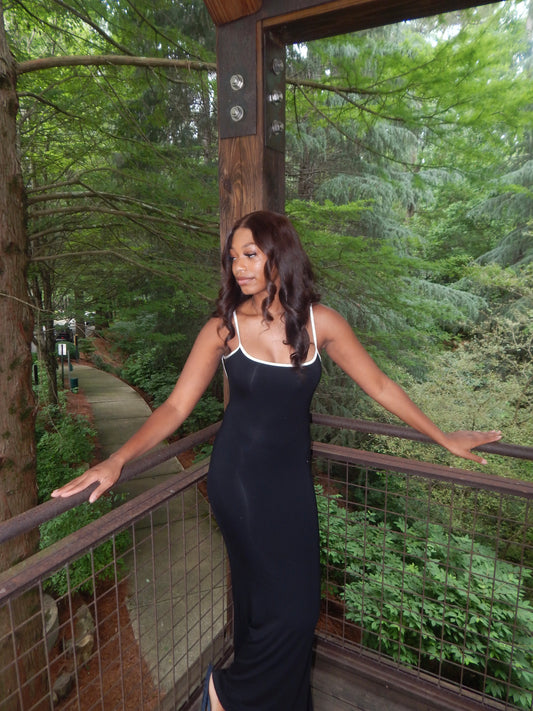 Contrast Maxi Dress - Black