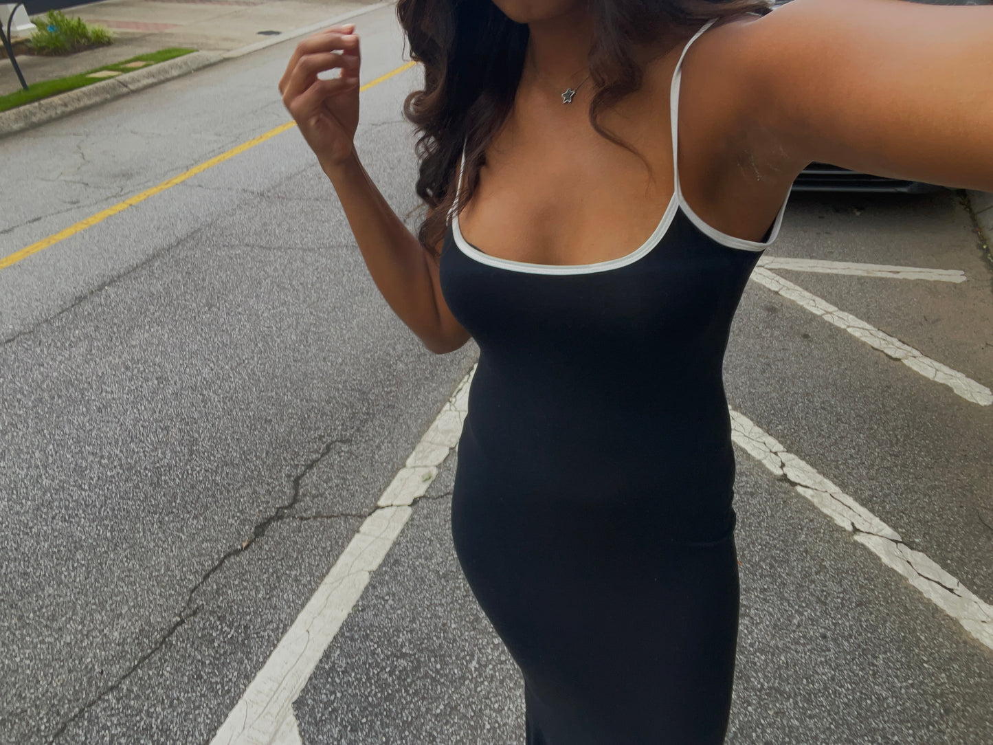 Contrast Maxi Dress - Black