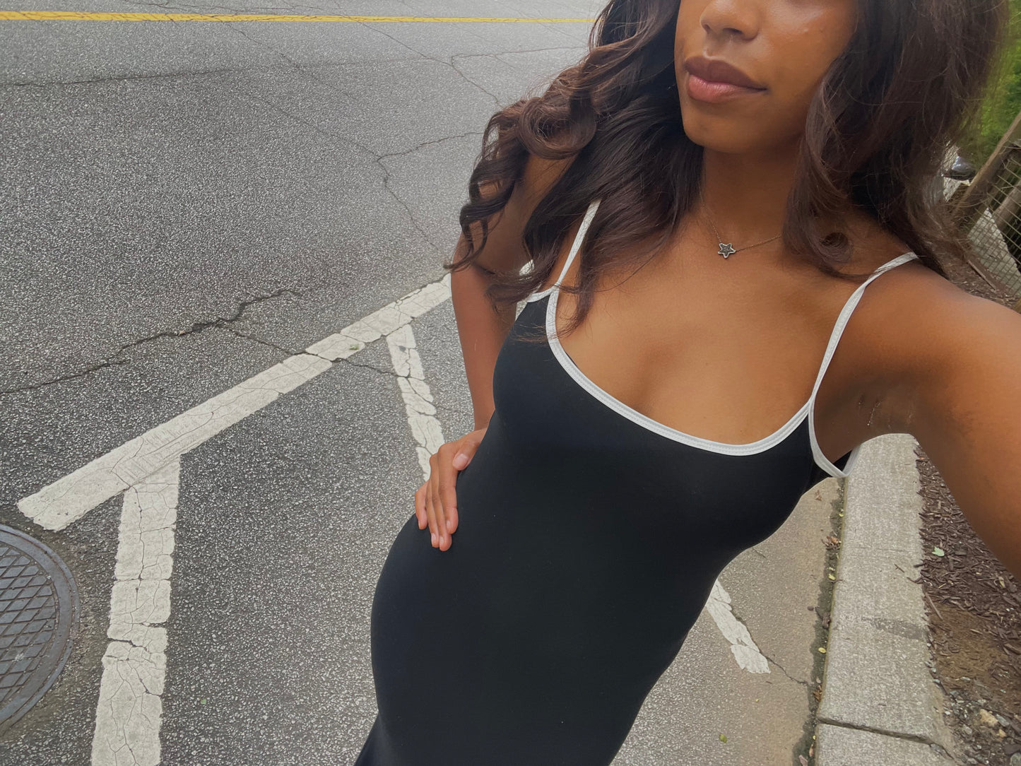 Contrast Maxi Dress - Black